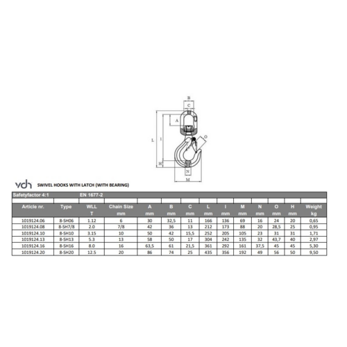 VDH VDH Wartel klephaak gelagerd - Grade 80 - 3,15 ton - lengte 10 mm