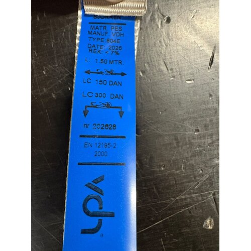 UITVERKOOP! Bedrukte Gespband - 1,5 meter - 25 mm - 300 kg / kleur Grijs SafetyLoad UITVERKOOP! Bedrukte Gespband - 1,5 meter - 25 mm - 300 kg / kleur Grijs