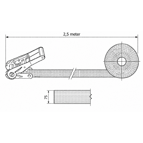 Spanband 10 ton - 2,5 meter - 75 mm - 1-delig SafetyLoad Spanband 10 ton - 2,5 meter - 75 mm - 1-delig