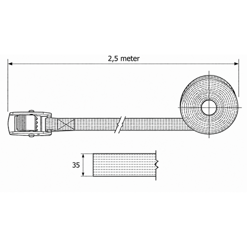 SafetyLoad Eindloze bagagegordel - 2,5 meter - 35 mm - 800 kg