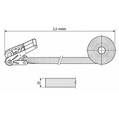 Eindloze RVS spanband - 2,5 meter - 25 mm - 1.500 kg SafetyLoad Eindloze RVS spanband - 2,5 meter - 25 mm - 1.500 kg