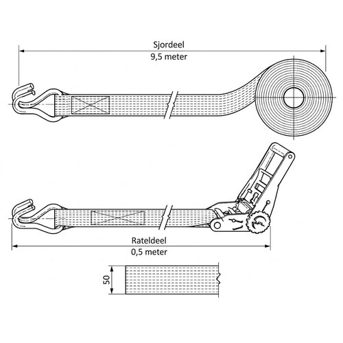 SafetyLoad Complete reflectie spanband geel - 10 meter - 50 mm - 5.000 kg