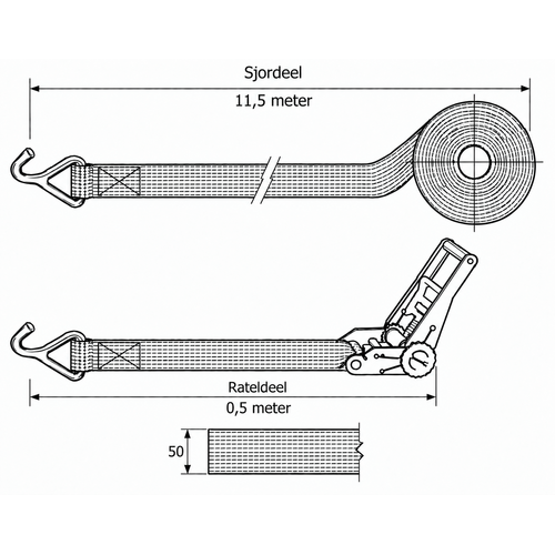 SafetyLoad Complete spanband - Vingerhaak - 12 meter - 50 mm - 5.000 kg