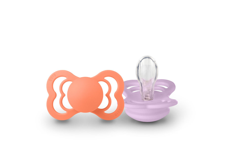 Bibs Supreme Pacifier 2 pack Papaya/Violet Sky