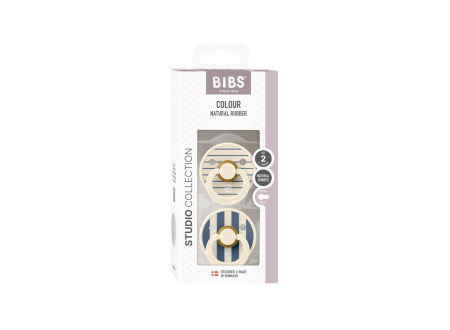 BIBS Studio Colour Pin 2 pack Ivory/Steel Blue Mix