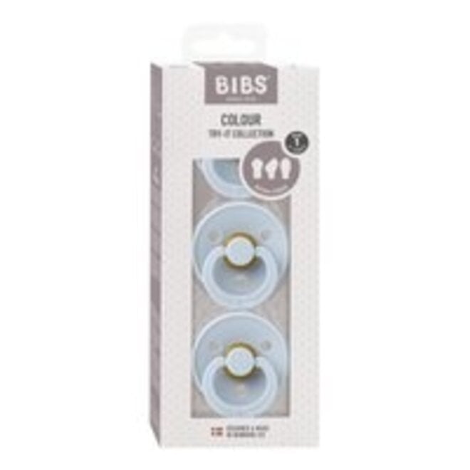 Bibs - Fopspeen - Try It Collection - Maat 1 - 3 stuks - Baby Blue