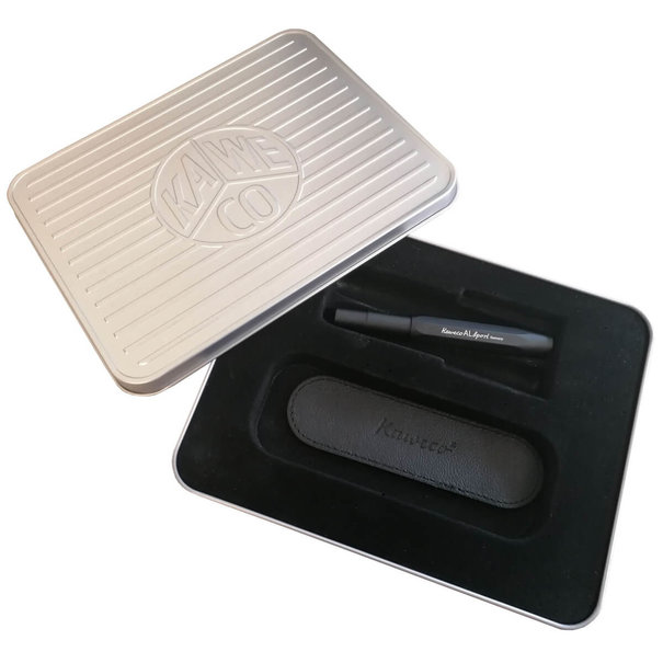 Kaweco Set AL Sport BLACK met etui in retro blik