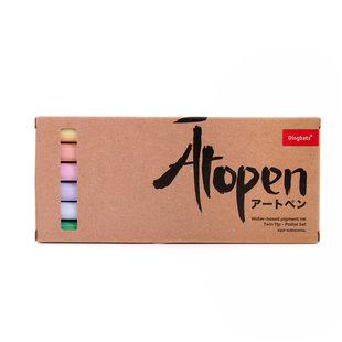 Ātopen Dual Brushpen+Fineliner ensemble de 6 Pastel