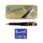Classic Sport Black stylo-plume en boîte métallique avec agrafe et encre