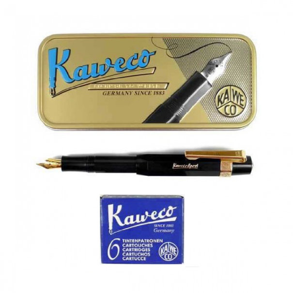 Kaweco Classic Sport Black fountain pen in tin with clip and ink