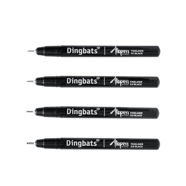 Dingbats Ātopen Fineliner set van 4 zwart