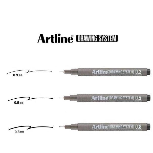 Artline Drawing System zwart 0,8 mm