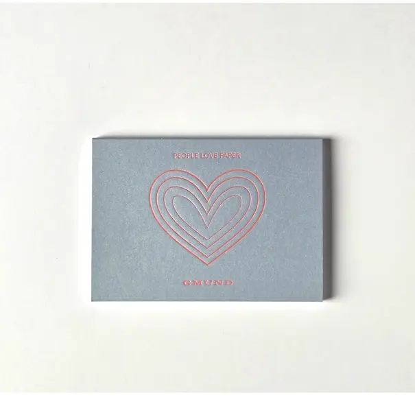 Gmund Notepad "People Love Paper" - Rood op Blauw