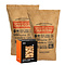  2 zakken houtskool Quebracho Smokin’ Flavours + 1 doos aanmaakwokkels
