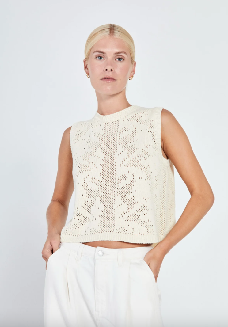 Norr Norr - Stilla crochet knit tank off-white