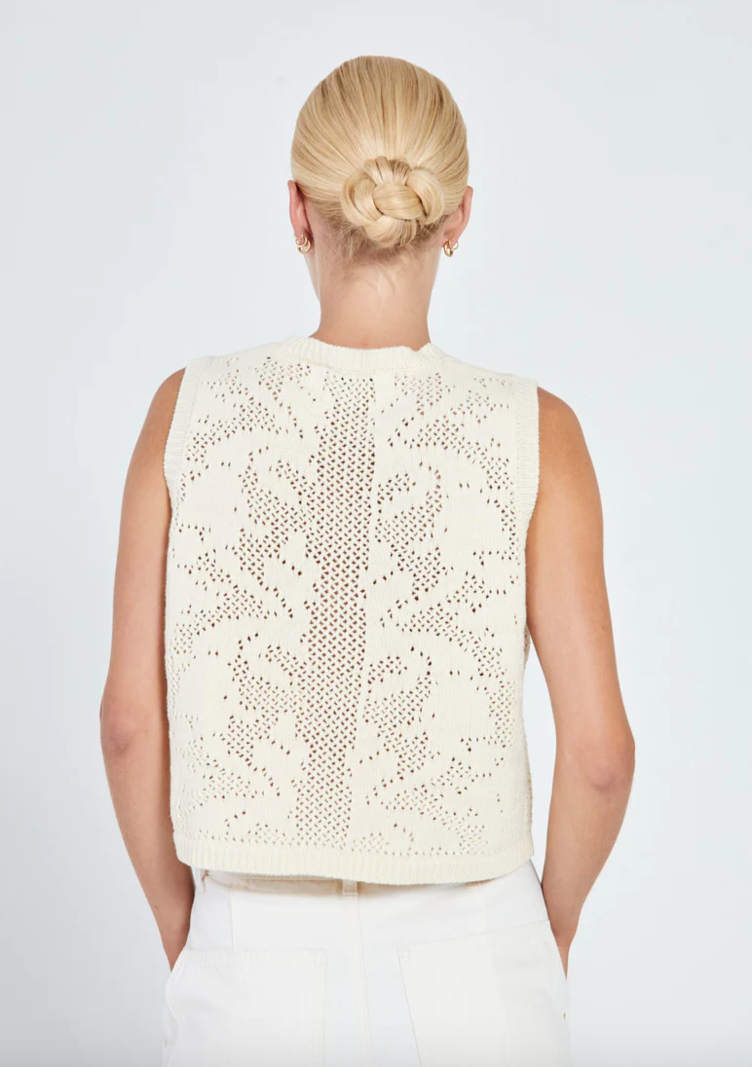 Norr Norr - Stilla crochet knit tank off-white