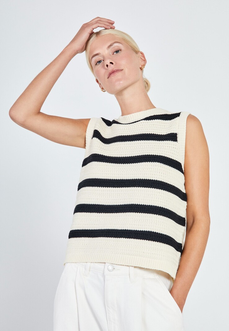 Norr Norr - Stilla blocking knit tank black stripe