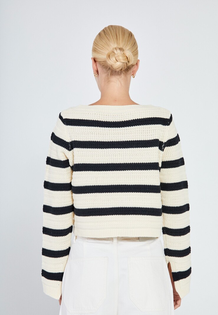 Norr Norr - Stilla blocking knit cardigan black stripe