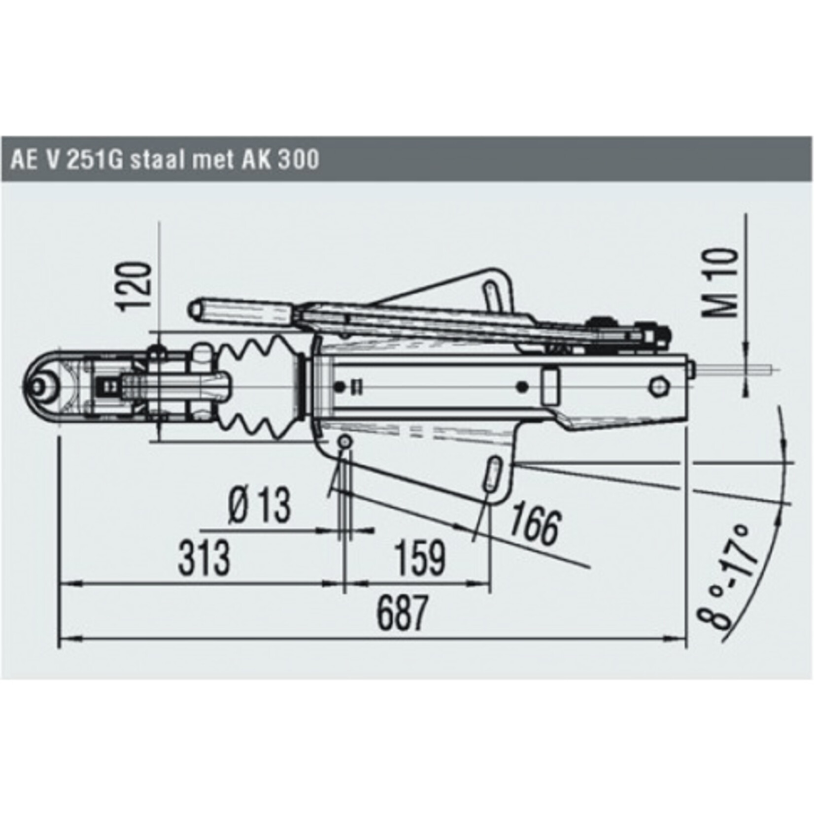 AL-KO Oplooprem 251G staal 1637 2051 V-dissel bovenmontage