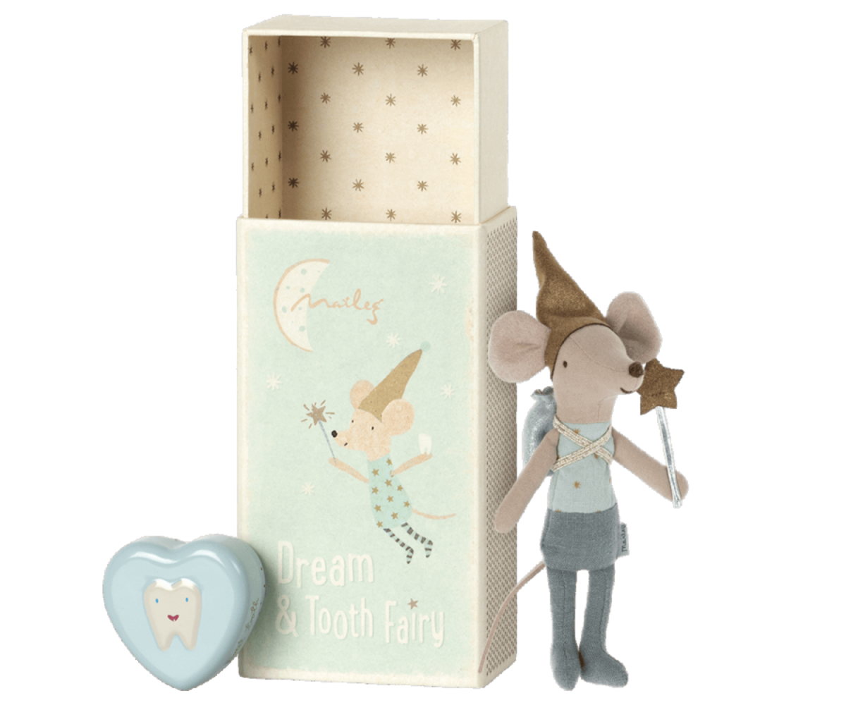 Maileg Tooth Fairy in Matchbox-blue