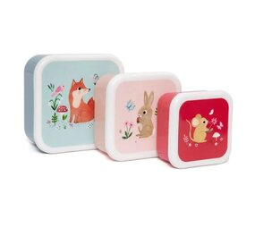 Petit Monkey Lunchbox Woodland set van 3