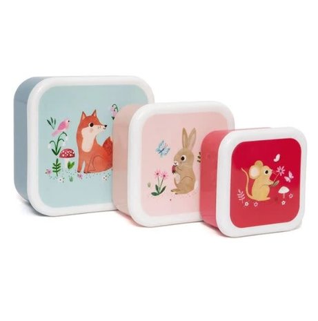 Petit Monkey Lunchbox Woodland set van 3