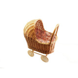 Rieten poppenwagen retro bloemen