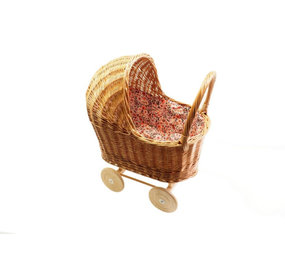 Rieten poppenwagen retro bloemen Rieten poppenwagen retro bloemen