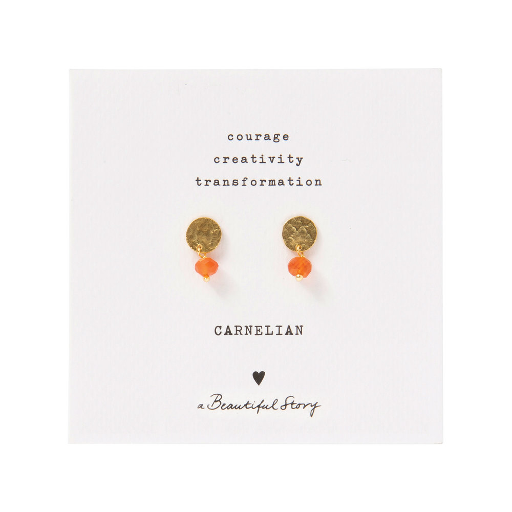 A Beautiful Story Mini Coin Carnelian GP Earrings A Beautiful Story Mini Coin Carnelian GP Earrings