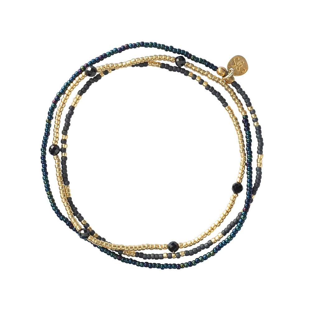 A Beautiful Story Welcome Black Onyx Gold Bracelet