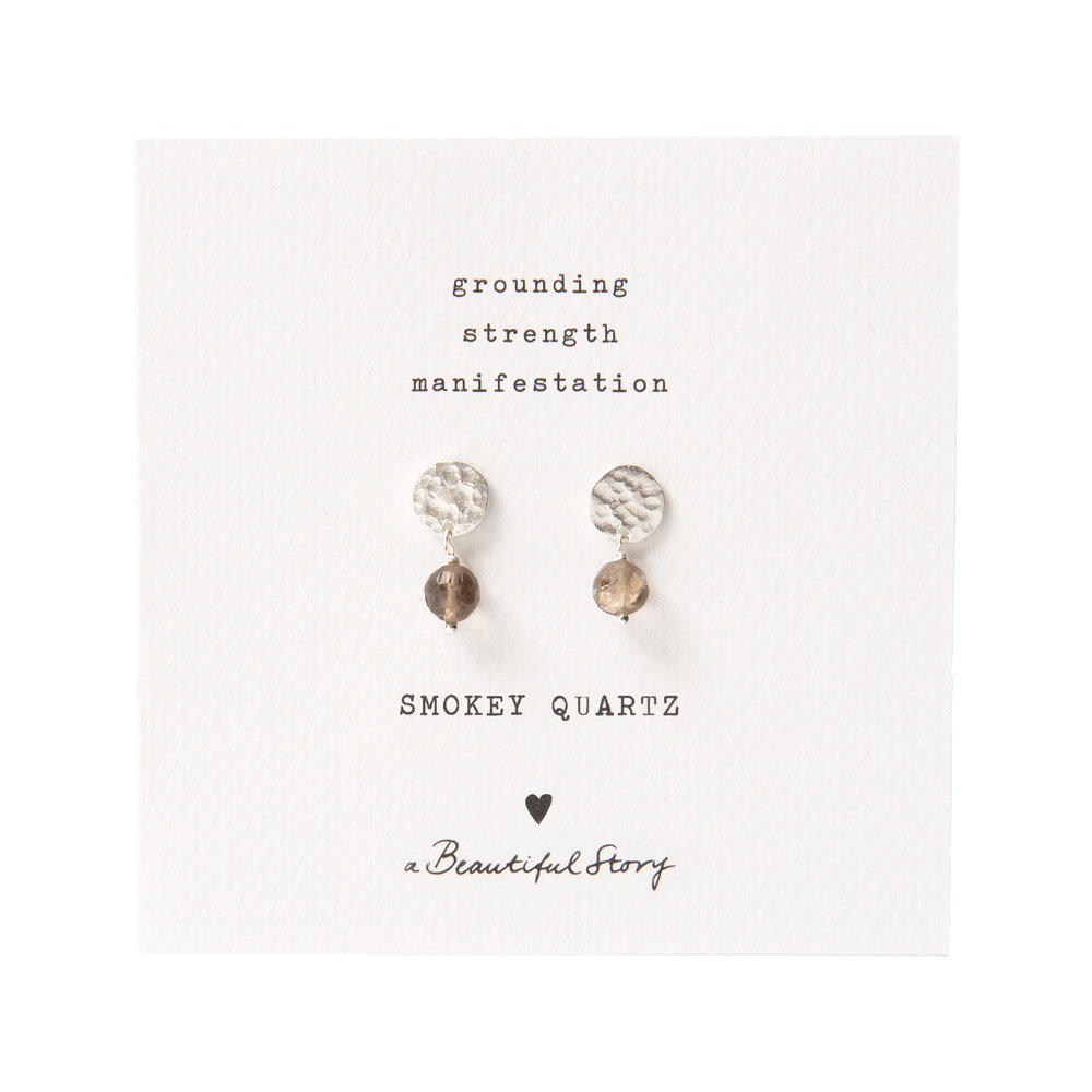 A Beautiful Story Mini Coin Smokey Quartz Silver Earrings A Beautiful Story Mini Coin Smokey Quartz Silver Earrings