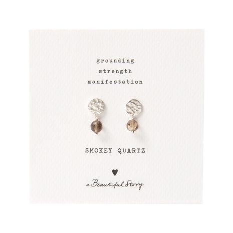 A Beautiful Story Mini Coin Smokey Quartz Silver Earrings A Beautiful Story Mini Coin Smokey Quartz Silver Earrings