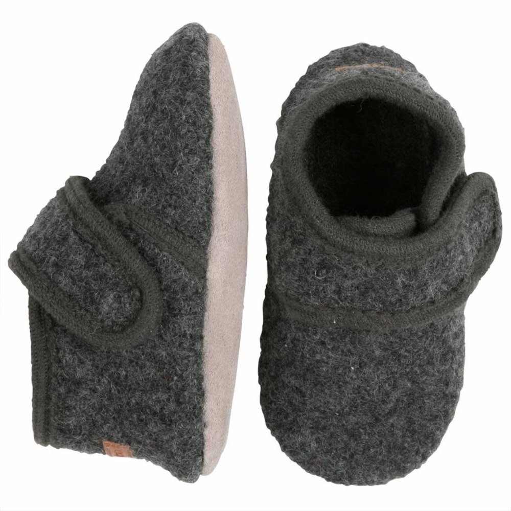 MP Denmark Wool slippers with velcro - Antracite