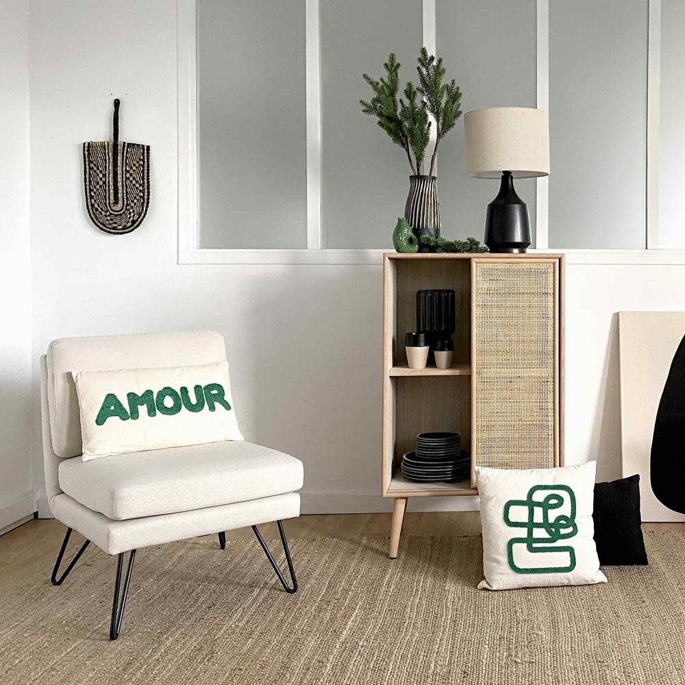 OPJET Kussen Influence Naturel/Groen Amour 30X50cm OPJET Kussen Influence Naturel/Groen Amour 30X50cm