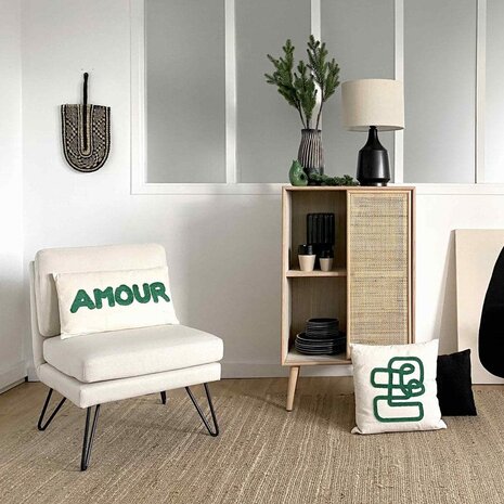 OPJET Kussen Influence Naturel/Groen Amour 30X50cm OPJET Kussen Influence Naturel/Groen Amour 30X50cm