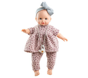 Paola Reina Pop Sonia met mechanisme - stip/roze 36cm