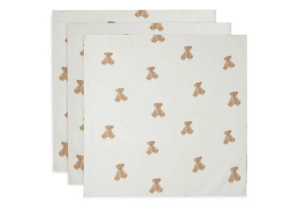 Jollein 3x Hydrofiele Multidoek 70x70cm – Teddy bear