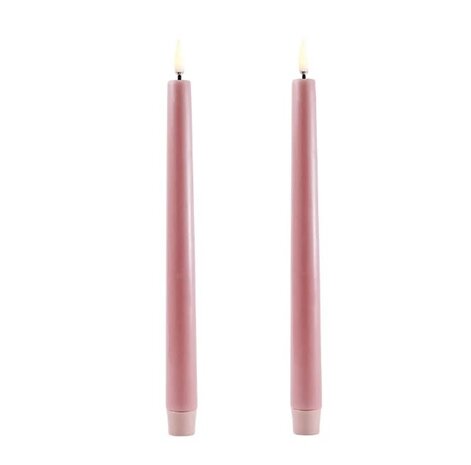 Uyuni LED taper candle 2,3x25, Smooth, 2-pack Dusty Rose Uyuni LED taper candle 2,3x25, Smooth, 2-pack Dusty Rose