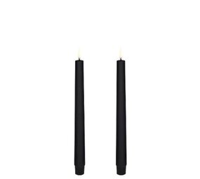 Uyuni LED taper candle 2,3x25, Smooth, 2-pack Plain Black Uyuni LED taper candle 2,3x25, Smooth, 2-pack Plain Black