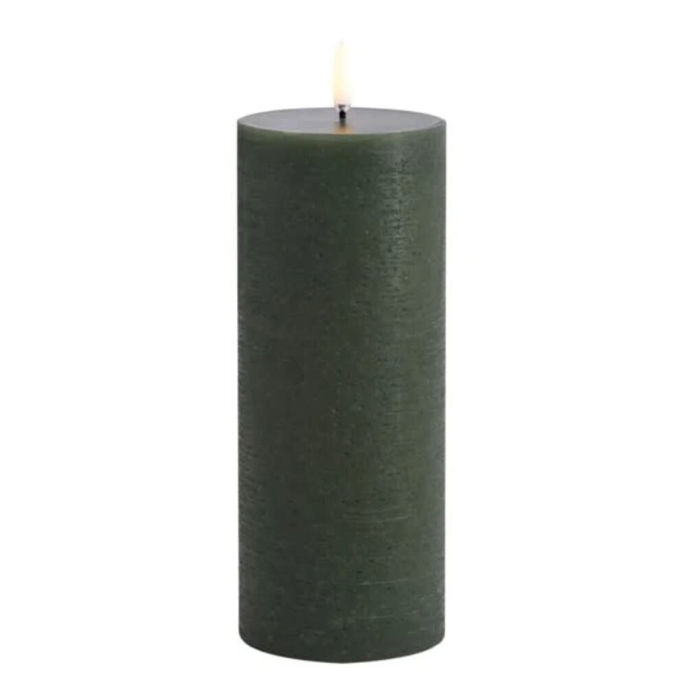 Uyuni LED pillar candle Rustic 7,8x20cm - Olive green