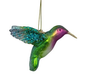 Vondels Ornament glass green/purple hummingbird
