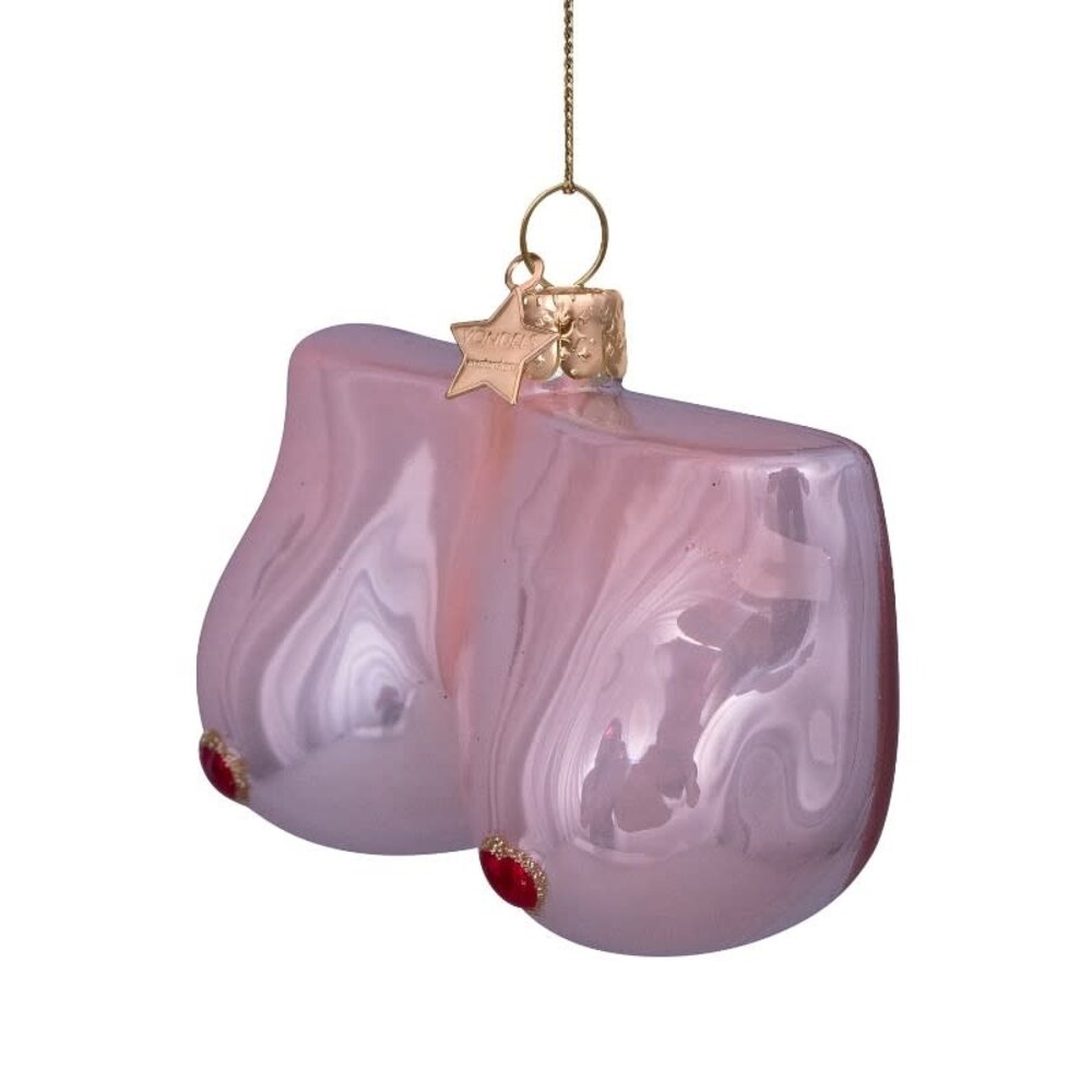 Vondels Ornament glass mid pink boobs w/hearts