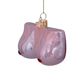 Vondels Ornament glass mid pink boobs w/hearts