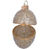 Vondels Ornament glass gold egg w/allover gold beads