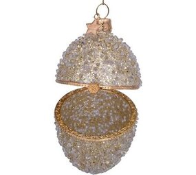 Vondels Ornament glass gold egg w/allover gold beads