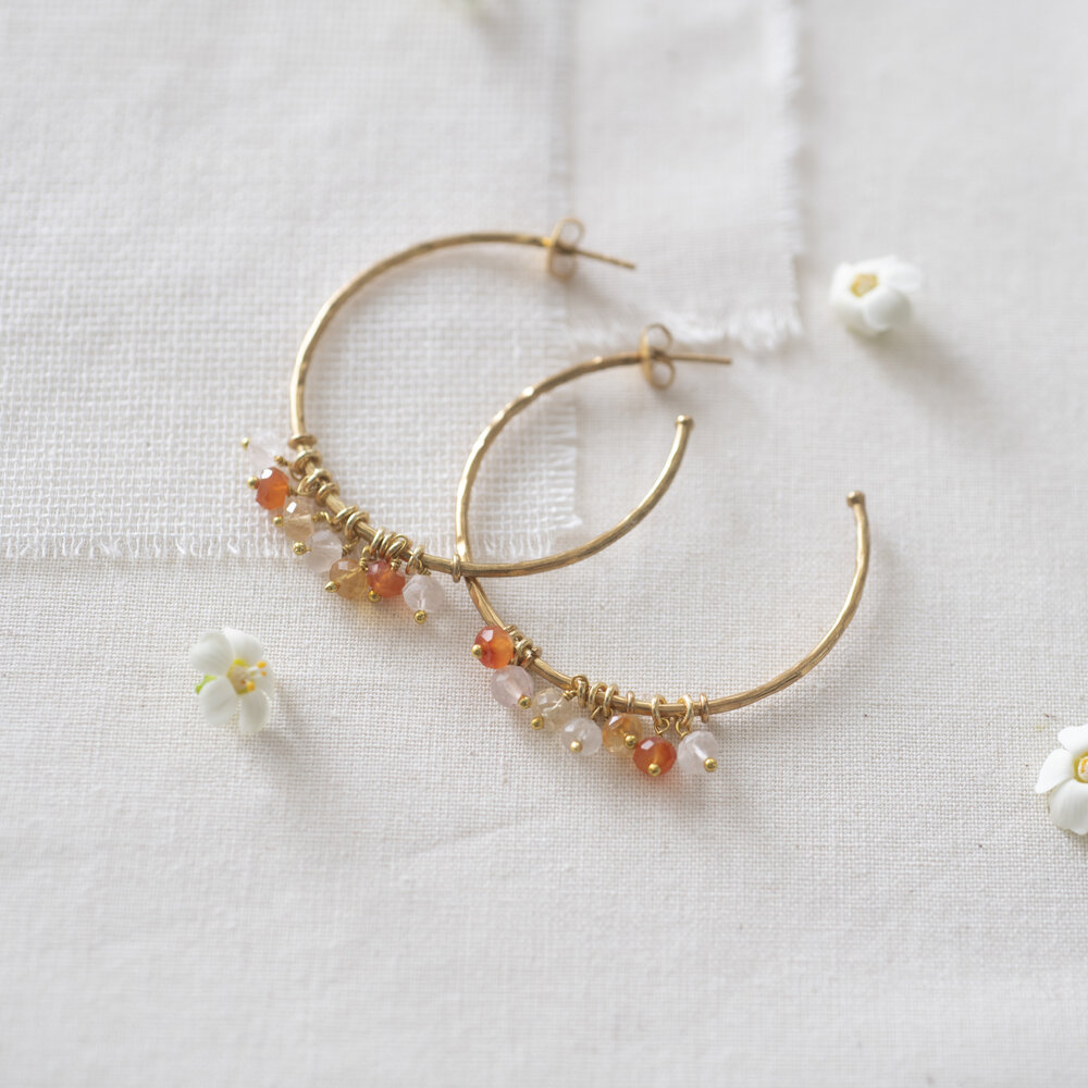 A Beautiful Story Aurora Rose Quartz Carnelian Citrine GP Earrings A Beautiful Story Aurora Rose Quartz Carnelian Citrine GP Earrings