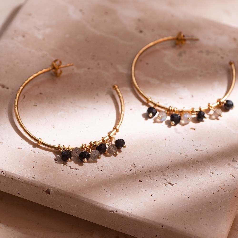 A Beautiful Story Aurora Black Onyx Labradorite Earrings GP A Beautiful Story Aurora Black Onyx Labradorite Earrings GP