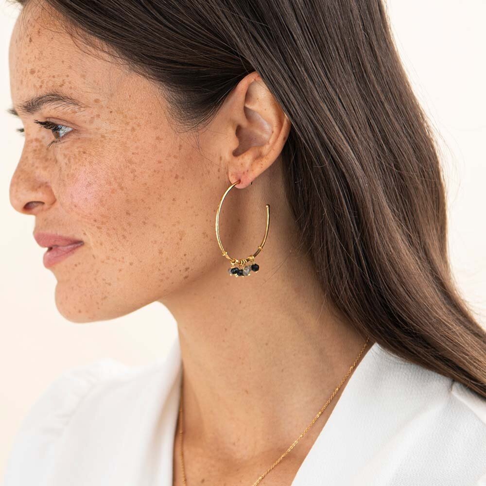 A Beautiful Story Aurora Black Onyx Labradorite Earrings GP A Beautiful Story Aurora Black Onyx Labradorite Earrings GP