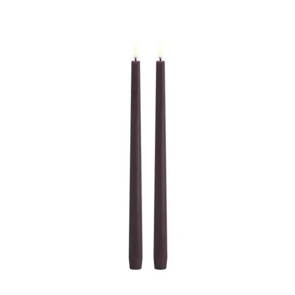 Uyuni LED taper candle 2,3x32,, Smooth, 2-pack Plum Uyuni LED taper candle 2,3x32,, Smooth, 2-pack Plum