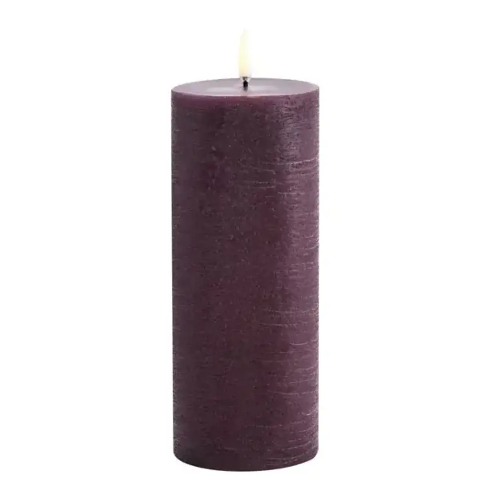 Uyuni LED pillar candle Rustic - 7,8x20 cm  Plum